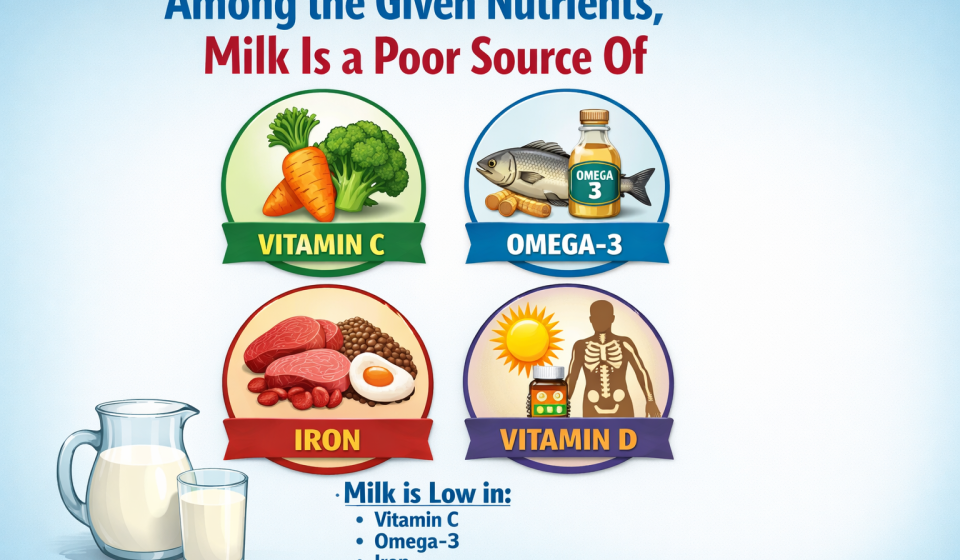 Among the Given Nutrients Milk Is a Poor Source Of