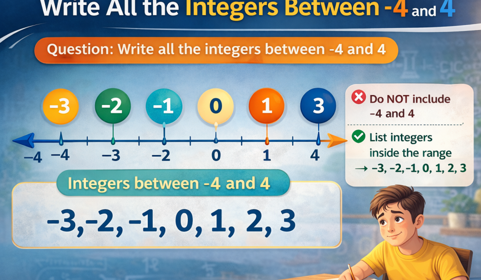 Write All the Integers Between -4 and 4