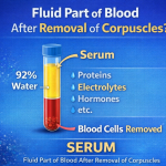 fluid part of blood after removal of corpuscles